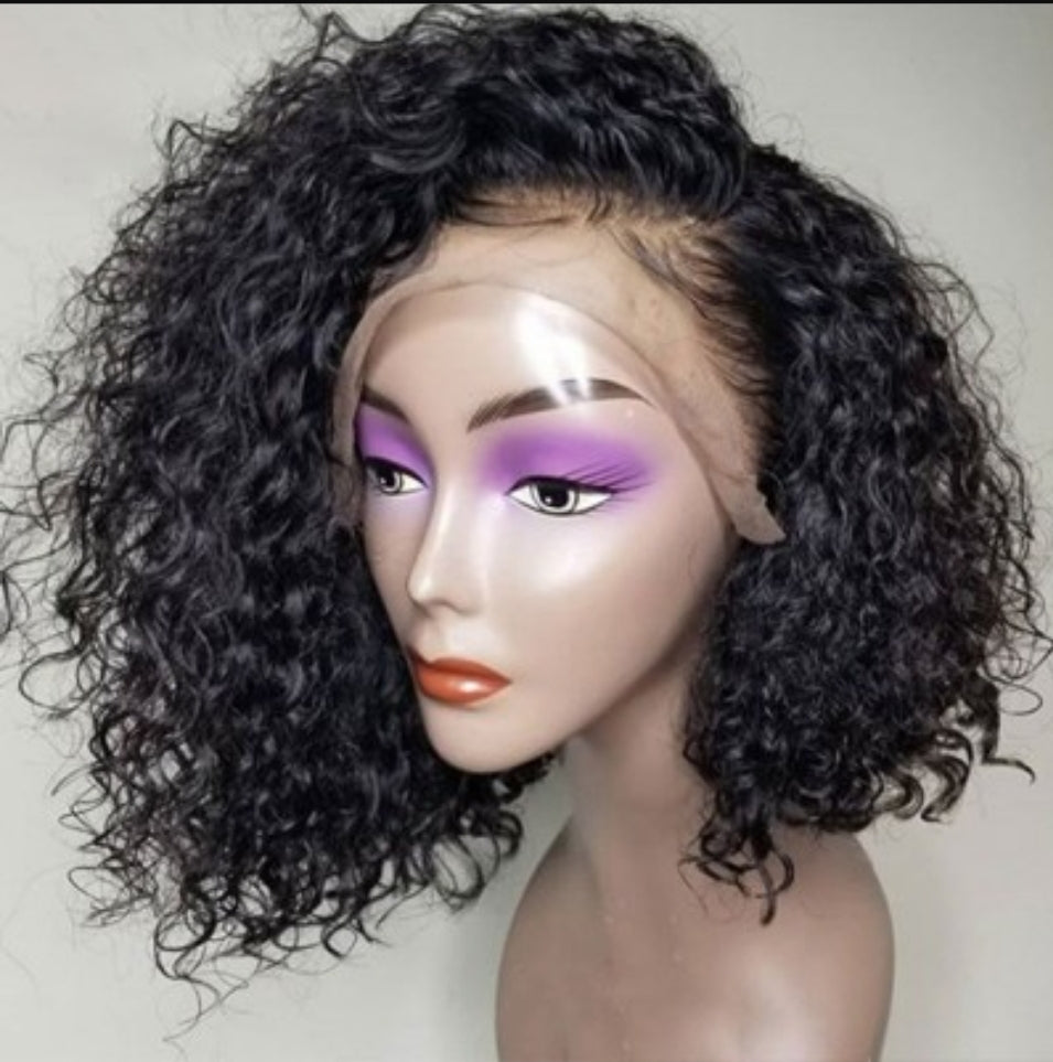 Curly Lace Wig 13x4 sidepart bob